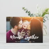 merrier together christmas holiday card feiertagskarte (Stehend Vorderseite)