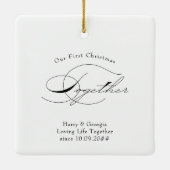 Merrier Together Foto and Elegante Calligraphy Keramikornament (Rückseite)