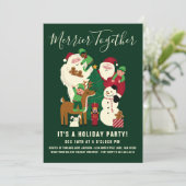 Merrier Together Santa Friends Einladung (Stehend Vorderseite)