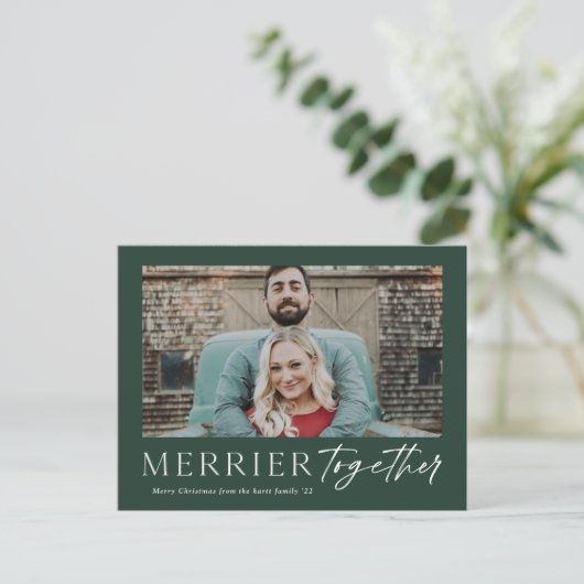 Merrier Together Script Foto Frohe Weihnachten (Stehend Vorderseite)