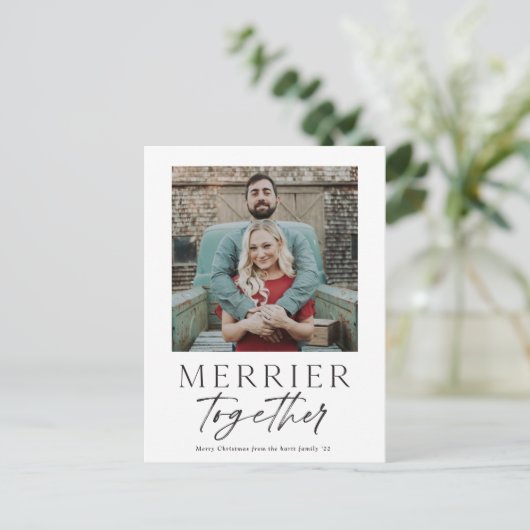Merrier Together Script Foto Frohe Weihnachten (Stehend Vorderseite)