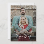 Merrier Together Script Foto Frohe Weihnachten Karte (Vorderseite)