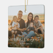 Merrier Together Script Foto Frohe Weihnachten Keramikornament (Links)