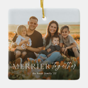 Merrier Together Script Foto Frohe Weihnachten Keramikornament