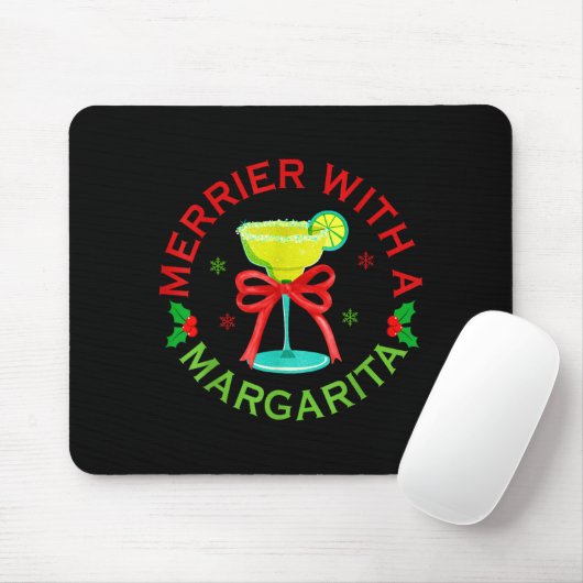 Merrier With A Margarita Christmas Drinking Margar Mousepad (Mit Mouse)