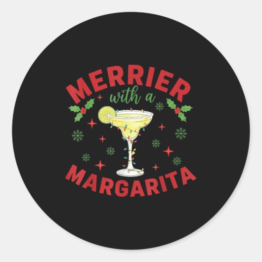 Merrier With A Margarita Christmas  Runder Aufkleber (Vorderseite)