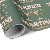 Merrier with a Martini Christmas Cocktail Holiday Geschenkpapier (Rolleneckpunkt)