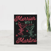 Merrier With A Martini Christmas Tail Xmas Martini Karte (Vorderseite)