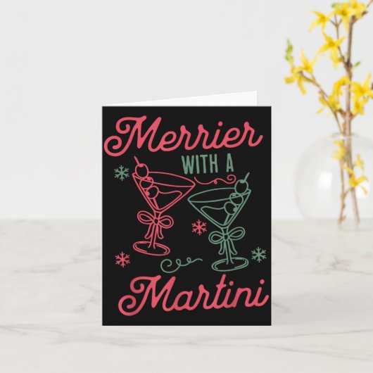 Merrier With A Martini Christmas Tail Xmas Martini Karte (Gelbe Blume)