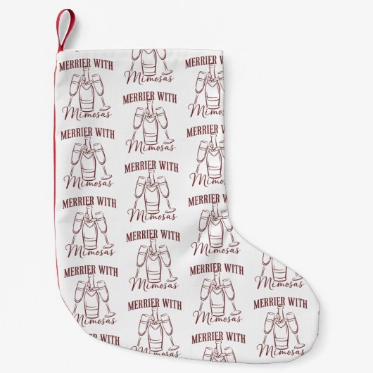Merrier with Mimosas Christmas Prosecco Wine Party Kleiner Weihnachtsstrumpf (Vorderseite)