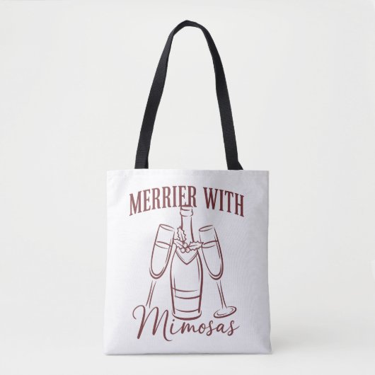 Merrier with Mimosas Christmas Prosecco Wine Party Tasche (Vorderseite)