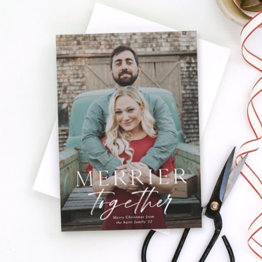 Merrier zusammen blumenvolles Foto Frohe Weihnacht Magnetkarte