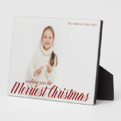 Merriest Christmas Chic Red Script Overlay Foto Fotoplatte (Seite)