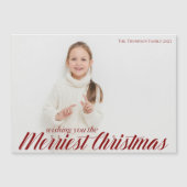 Merriest Christmas Chic Script Foto Magnet Card (Vorderseite)