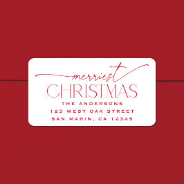 Merriest Christmas Elegant Holiday Return Address Adressaufkleber