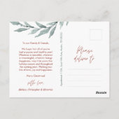 Merriest Christmas Family Foto, Eucalyptus Wreath Postkarte (Rückseite)