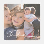 Merriest Christmas Family Joy 2 Photo Christmas Ornament Aus Metall (Vorderseite)