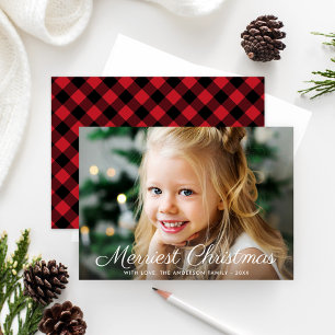 Merriest Christmas Red Buffalo Kariertes Foto Feiertagskarte