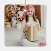 Merriest Christmas Red Script 2 Foto doppelseitig Keramikornament (Rückseite)