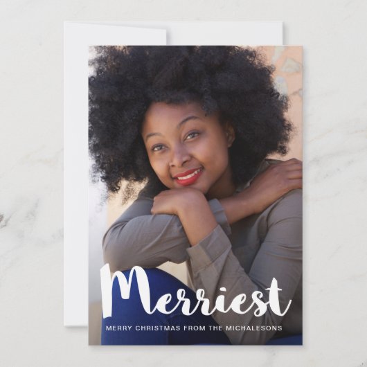 Merriest Christmas Rustic Green Botanic Feiertagskarte (Vorderseite)