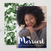 Merriest Christmas Rustic Green Botanic Feiertagskarte (Vorne/Hinten)