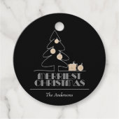 Merriest Christmas Tree Black Holiday Geschenkanhänger (Vorderseite)