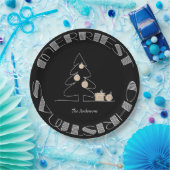 Merriest Christmas Tree Black Pappteller (Party)
