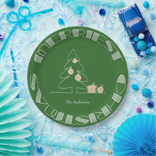 Merriest Christmas Tree Green Pappteller (Party)
