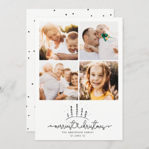 Merriest Christmas Tree Modern Foto Collage Feiertagskarte