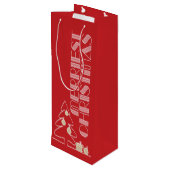 Merriest Christmas Tree Red Holiday Geschenktüte Für Weinflaschen (Rückseite Schrägansicht)