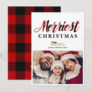 MERRIEST Kariert Weihnachts-Weihnachtsfotokarte Einladung