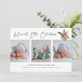 Merriest Little Christmas Multi Foto Birth Ankündigung (Stehend Vorderseite)