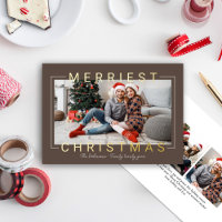 Merriest Modern Gold Text Brown Photo