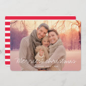 Merriest Script Christmas Foto Card Ankündigung (Vorne/Hinten)