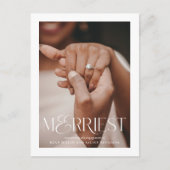 Merriest Verlobung Holiday Foto Postkarte (Vorderseite)