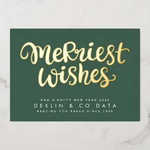Merriest Wünsche für grüne Prämie Gold Corporate Folien Feiertagskarte