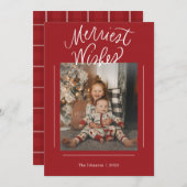 Merriest wünscht handgeschriebenes Foto Feiertagskarte (Vorne/Hinten)