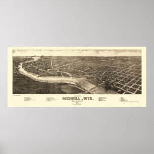 Merrill, panoramische Karte WI - 1883 Poster