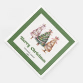 Merrily Christmas Tree Leopard Print Dinner Napkin Serviette (Ecke)