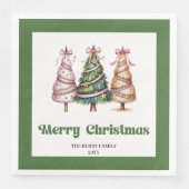 Merrily Christmas Tree Leopard Print Dinner Napkin Serviette (Vorderseite)