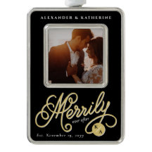 Merrily Ever After Curly Script Weihnachts-Foto