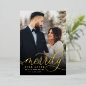 Merrily immer nach | Feiertagshochzeit Folien Feiertagskarte (Stehend vorne)