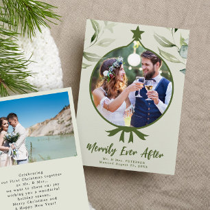 Merrily immer nach Hochzeit Foto Feiertagskarte