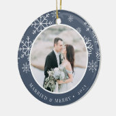 Merrily immer nach | Hochzeitsstift Foto Keramik Ornament (Links)