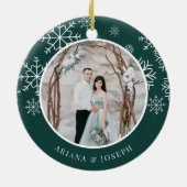 Merrily immer nach | Hochzeitsstift Foto Keramik Ornament (Hinten)