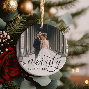 Merrily immer nach Hochzeitsstift Foto Keramik Ornament