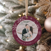Merrily immer nach | Hochzeitsstift Foto Keramik Ornament