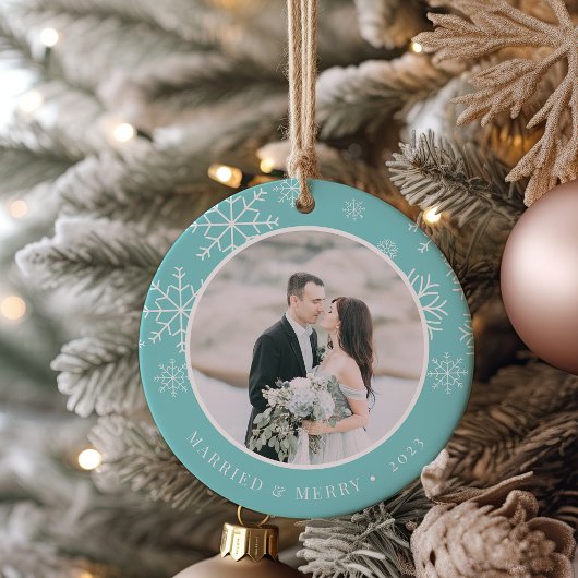 Merrily immer nach | Hochzeitsstift Foto Keramik Ornament