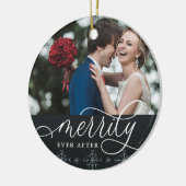 Merrily immer nach | Hochzeitsstift Foto Keramik Ornament (Links)