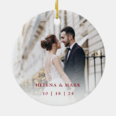 Merrily immer nach | Hochzeitsstift Foto Keramik Ornament (Hinten)